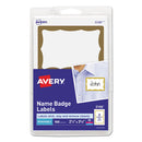 Avery® wholesale. AVERY Printable Adhesive Name Badges, 3.38 X 2.33, Gold Border, 100-pack. HSD Wholesale: Janitorial Supplies, Breakroom Supplies, Office Supplies.