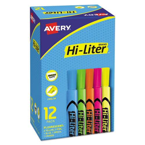 Avery® wholesale. AVERY Hi-liter Desk-style Highlighters, Chisel Tip, Assorted Colors, Dozen. HSD Wholesale: Janitorial Supplies, Breakroom Supplies, Office Supplies.