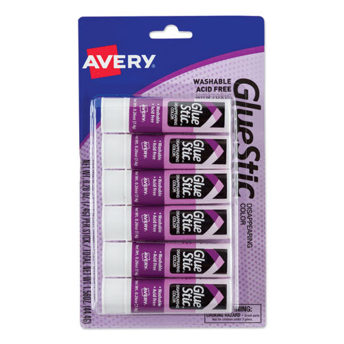 Avery® wholesale. AVERY Permanent Glue Stic Value Pack, 0.26 Oz, Applies Purple, Dries Clear, 6-pack. HSD Wholesale: Janitorial Supplies, Breakroom Supplies, Office Supplies.
