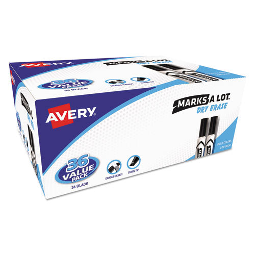 Avery® wholesale. AVERY Marks A Lot Desk-style Dry Erase Marker Value Pack, Broad Chisel Tip, Black, 36-pack. HSD Wholesale: Janitorial Supplies, Breakroom Supplies, Office Supplies.