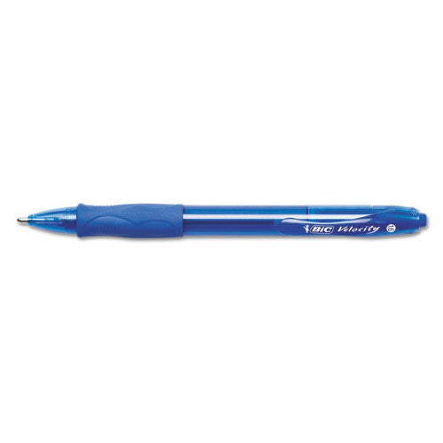 BIC® wholesale. BIC Velocity Atlantis Bold Retractable Ballpoint Pen, 1.6mm, Blue Ink, Trans-blue Barrel, Dozen. HSD Wholesale: Janitorial Supplies, Breakroom Supplies, Office Supplies.