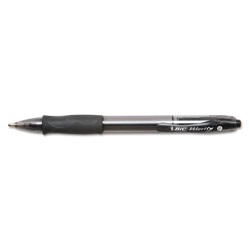 BIC® wholesale. BIC Velocity Atlantis Bold Retractable Ballpoint Pen, 1.6mm, Black Ink, Smoke Barrel, Dozen. HSD Wholesale: Janitorial Supplies, Breakroom Supplies, Office Supplies.