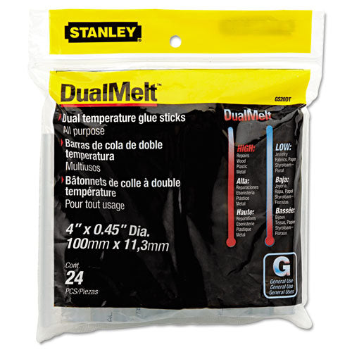 Stanley® wholesale. Stanley Dual Temperature Glue Sticks, 0.45" X 4", Dries Clear, 24-pack. HSD Wholesale: Janitorial Supplies, Breakroom Supplies, Office Supplies.