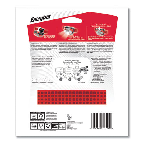 Energizer® wholesale. ENERGIZER Led Headlight, 3 Aaa Batteries (included), Red. HSD Wholesale: Janitorial Supplies, Breakroom Supplies, Office Supplies.