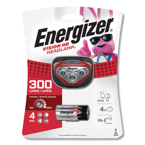 Energizer® wholesale. ENERGIZER Led Headlight, 3 Aaa Batteries (included), Red. HSD Wholesale: Janitorial Supplies, Breakroom Supplies, Office Supplies.