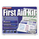 First Aid Only™ wholesale. All-purpose First Aid Kit, 34 Pieces, 3 3-4 X 4 3-4 X 1-2, Blue-white. HSD Wholesale: Janitorial Supplies, Breakroom Supplies, Office Supplies.