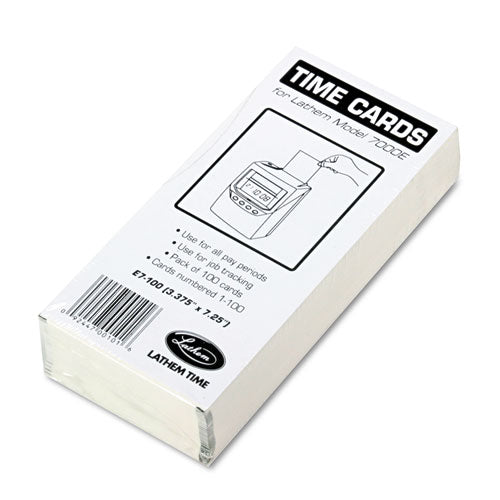 Lathem® Time wholesale. Time Card For Lathem Model 7000e, Numbered 1-100, Two-sided, 100-pack. HSD Wholesale: Janitorial Supplies, Breakroom Supplies, Office Supplies.