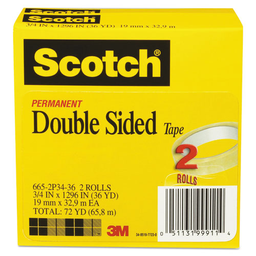Scotch® wholesale. Scotch Double-sided Tape, 3" Core, 0.75" X 36 Yds, Clear, 2-pack. HSD Wholesale: Janitorial Supplies, Breakroom Supplies, Office Supplies.