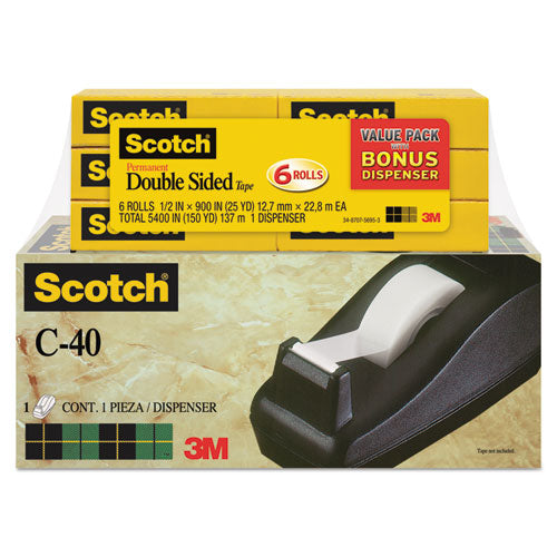 Scotch® wholesale. Scotch Double-sided Tape, 1" Core, 0.5" X 75 Ft, Clear, 6-pack. HSD Wholesale: Janitorial Supplies, Breakroom Supplies, Office Supplies.