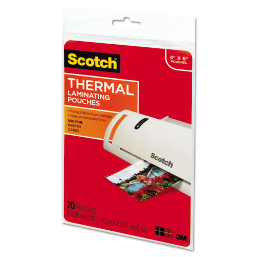 Scotch™ wholesale. Scotch Laminating Pouches, 5 Mil, 4.33" X 6.33", Gloss Clear, 20-pack. HSD Wholesale: Janitorial Supplies, Breakroom Supplies, Office Supplies.