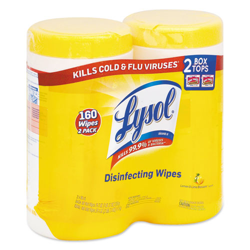 LYSOL® Brand wholesale. Lysol Disinfecting Wipes, 7 X 7.25, Lemon And Lime Blossom, 80 Wipes-canister, 2 Canisters-pack. HSD Wholesale: Janitorial Supplies, Breakroom Supplies, Office Supplies.