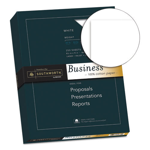 Southworth® wholesale. 100% Cotton Business Paper, 95 Bright, 32 Lb, 8.5 X 11, White, 250-pack. HSD Wholesale: Janitorial Supplies, Breakroom Supplies, Office Supplies.