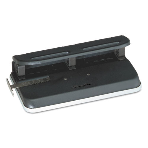 Swingline 40-Sheet LightTouch Two-to-Seven-Hole Punch 9/32 Holes Black/Gray