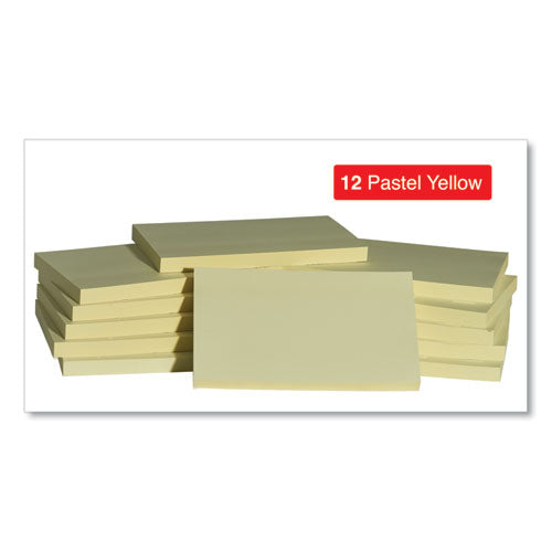 Universal® wholesale. UNIVERSAL® Self-stick Note Pads, 3 X 5, Yellow, 100-sheet, 12-pack. HSD Wholesale: Janitorial Supplies, Breakroom Supplies, Office Supplies.