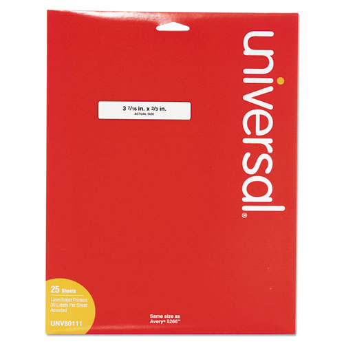 Universal® wholesale. UNIVERSAL® Self-adhesive Permanent File Folder Labels, 0.66 X 3.44, White With Assorted Color Borders, 30-sheet, 25 Sheets-pack. HSD Wholesale: Janitorial Supplies, Breakroom Supplies, Office Supplies.