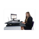Victor® wholesale. High Rise Height Adjustable Standing Desk With Keyboard Tray, 36" X 31.25" X 5.25" To 20", Gray-black. HSD Wholesale: Janitorial Supplies, Breakroom Supplies, Office Supplies.