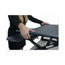 Victor® wholesale. High Rise Height Adjustable Standing Desk With Keyboard Tray, 36" X 31.25" X 5.25" To 20", Gray-black. HSD Wholesale: Janitorial Supplies, Breakroom Supplies, Office Supplies.