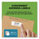 DYMO Labelwriter Address Labels, 1.12" X 3.5", White, 260 Labels-roll, 2 Rolls-pack