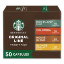 Starbucks® By NESPRESSO® Original Line Variety Pack, Blonde Espresso/Columbia/House Blend/Pike Place Original Pods, 50/Box