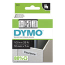 DYMO® D1 High-Performance Polyester Removable Label Tape, 0.5" x 23 ft., Black on White