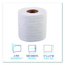 Boardwalk® Two-Ply Toilet Tissue, Standard, Septic Safe, White, 4 x 3, 500 Sheets/Roll, 96 Rolls/Carton