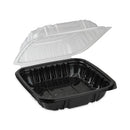 PACTIV Earthchoice Dual Color Hinged-lid Takeout Container, 1-compartment, 28 Oz, 7.5 X 7.5 X 3, Black-clear, 150-carton