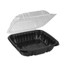 Pactiv Evergreen EarthChoice Vented Dual Color Microwavable Hinged Lid Container, 38 oz, 8.5 x 8.6 x 3.1, Black/Clear, Plastic, 150/Carton