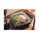 Pactiv Evergreen EarthChoice Vented Dual Color Microwavable Hinged Lid Container, 38 oz, 8.5 x 8.6 x 3.1, Black/Clear, Plastic, 150/Carton