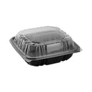 PACTIV Earthchoice Dual Color Hinged-lid Takeout Container, 3-compartment, 21 Oz, 8.5 X 8.5 X 3, Black-clear, 150-carton