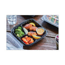 PACTIV Earthchoice Dual Color Hinged-lid Takeout Container, 3-compartment, 21 Oz, 8.5 X 8.5 X 3, Black-clear, 150-carton