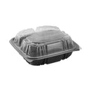 PACTIV Earthchoice Dual Color Hinged-lid Takeout Container, 33 Oz, 8.5 X 8.5 X 3, 3-compartment, Black-clear, 150-carton