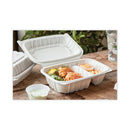Vented Microwavable Hinged-lid Takeout Container, 2-compartment, 9 X 6 X 3.1, White, 170-carton