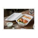 Vented Microwavable Hinged-lid Takeout Container, 2-compartment, 9 X 6 X 3.1, White, 170-carton