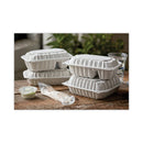 Vented Microwavable Hinged-lid Takeout Container, 2-compartment, 9 X 6 X 3.1, White, 170-carton