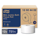 Tork® Advanced Mini-Jumbo Roll Bath Tissue, Septic Safe, 2-Ply, 3.48" x 751 ft, White, 12 Rolls/Carton