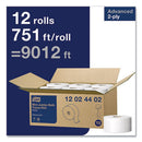Tork® Advanced Mini-Jumbo Roll Bath Tissue, Septic Safe, 2-Ply, 3.48" x 751 ft, White, 12 Rolls/Carton