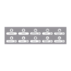 Recycle Label Kit For Slim Jim Recycling Station Billboard, 10 Assorted Messages, 5.59 X 9.55, White/clear