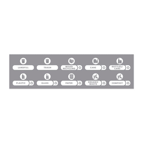 Recycle Label Kit For Slim Jim Recycling Station Billboard, 10 Assorted Messages, 5.59 X 9.55, White/clear