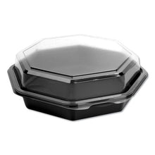 Load image into Gallery viewer, Octaview Hinged-lid Cold Food Containers, 42 Oz, 9.57 X 9.2 X 3.2, Black/clear, Plastic, 100/carton