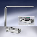 QL100SI LED Desk Lamp 16"H | Qi Charger + USB + Outlets | Brushed Steel | Azure Collection | HSD Wholesale