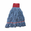 Impact L270LG large blue cotton-synthetic looped-end wet mop head with red headband and tailband