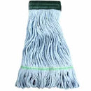 Impact® Saddle-Type Looped-End Cotton Synthetic Blend Wet Mop Head w/ Tailband, Medium, Blue/Green, 12/cs