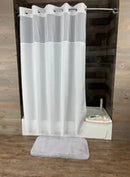 Moire Hotel Shower Curtain 72"W x 74"L White – Window & Snap Liner | HSD Wholesale