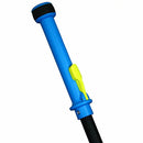 Close-up of Mopster 2.0 blue handle with yellow dispensing button