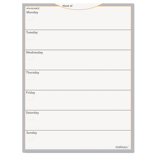 AT-A-GLANCE® wholesale. Wallmates Self-adhesive Dry Erase Weekly Planning Surface, 18 X 24. HSD Wholesale: Janitorial Supplies, Breakroom Supplies, Office Supplies.