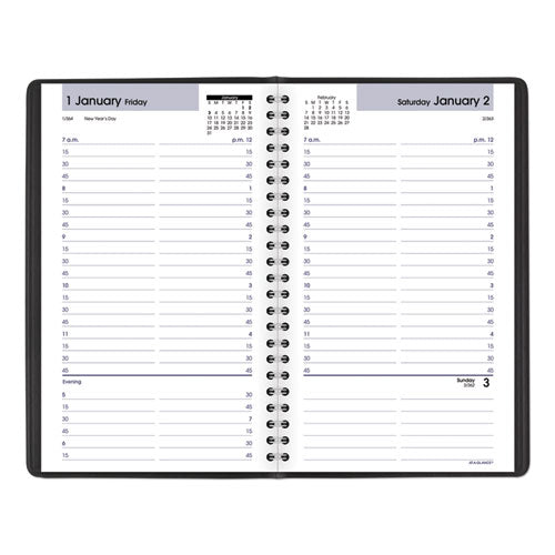 AT-A-GLANCE® wholesale. Daily Appointment Book With15-minute Appointments, 8.5 X 5.5, Black, 2021. HSD Wholesale: Janitorial Supplies, Breakroom Supplies, Office Supplies.