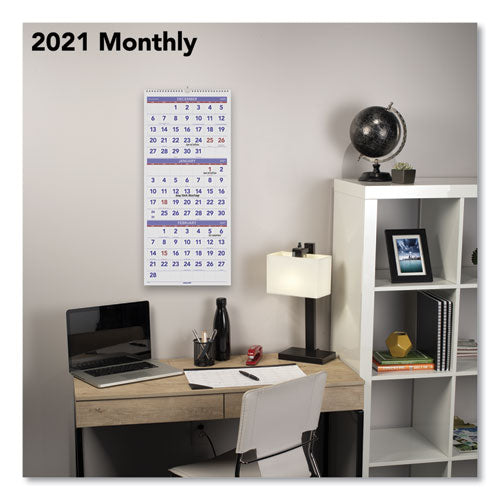 AT-A-GLANCE® wholesale. Vertical-format Three-month Reference Wall Calendar, 12 X 27, 2021. HSD Wholesale: Janitorial Supplies, Breakroom Supplies, Office Supplies.