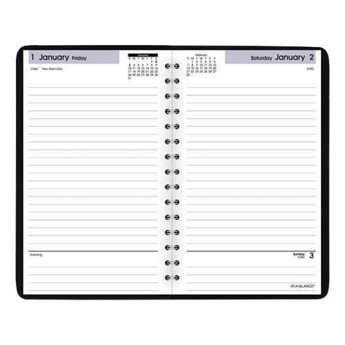 AT-A-GLANCE® wholesale. Daily Appointment Book With Open Scheduling, 8 X 5, Black, 2021. HSD Wholesale: Janitorial Supplies, Breakroom Supplies, Office Supplies.