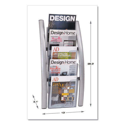 Alba™ wholesale. Wall Literature Display, 13w X 3.5d X 28.5h, Silver Gray-transluscent. HSD Wholesale: Janitorial Supplies, Breakroom Supplies, Office Supplies.