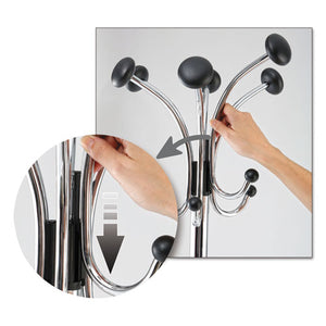 Alba™ wholesale. Chromy Coat Stand, 12 Knobs, 16w X 16d X 70.5h, Chrome-black. HSD Wholesale: Janitorial Supplies, Breakroom Supplies, Office Supplies.